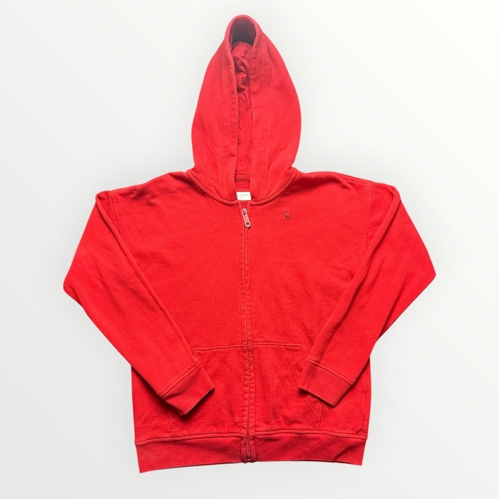 Abercrombie Kids Red Relaxed Fit Full Zip Hoodie Moose Logo Size 13/14